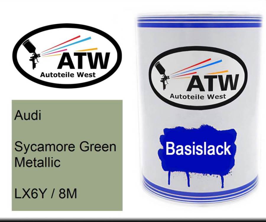 Audi, Sycamore Green Metallic, LX6Y / 8M: 500ml Lackdose, von ATW Autoteile West.